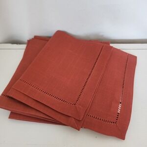NWT Set Of 5 Orange Terracotta Linen Napkins 18" x 18" by S Lifestyle